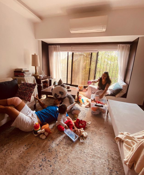 Neha Dhupia, Angad Bedi and Mehr Dhupia Bedi